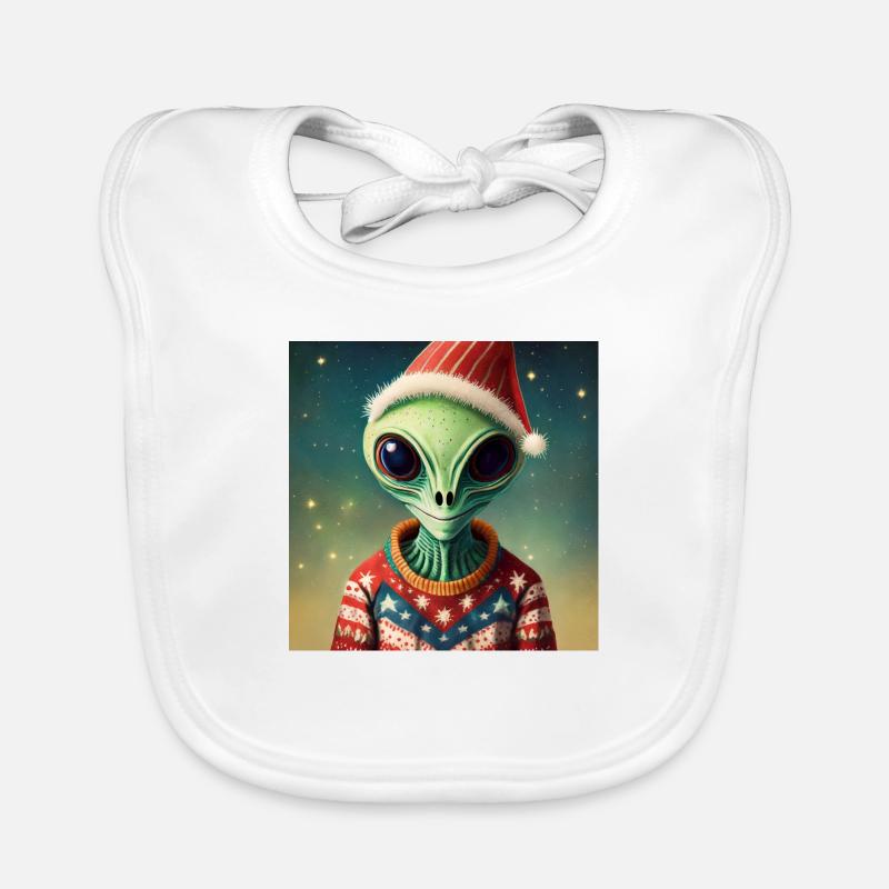 alien - portant un pull de Noël moche Bavoir bio Bébé