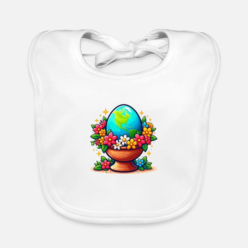 Die Erde in einem Eierglas mit Blumen drumherum Baby Bio-Lätzchen