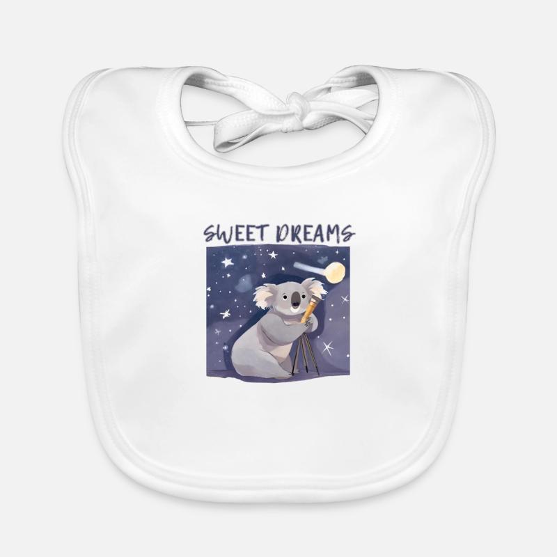 Astronome koala mignon : exploration du ciel étoilé Bavoir bio Bébé