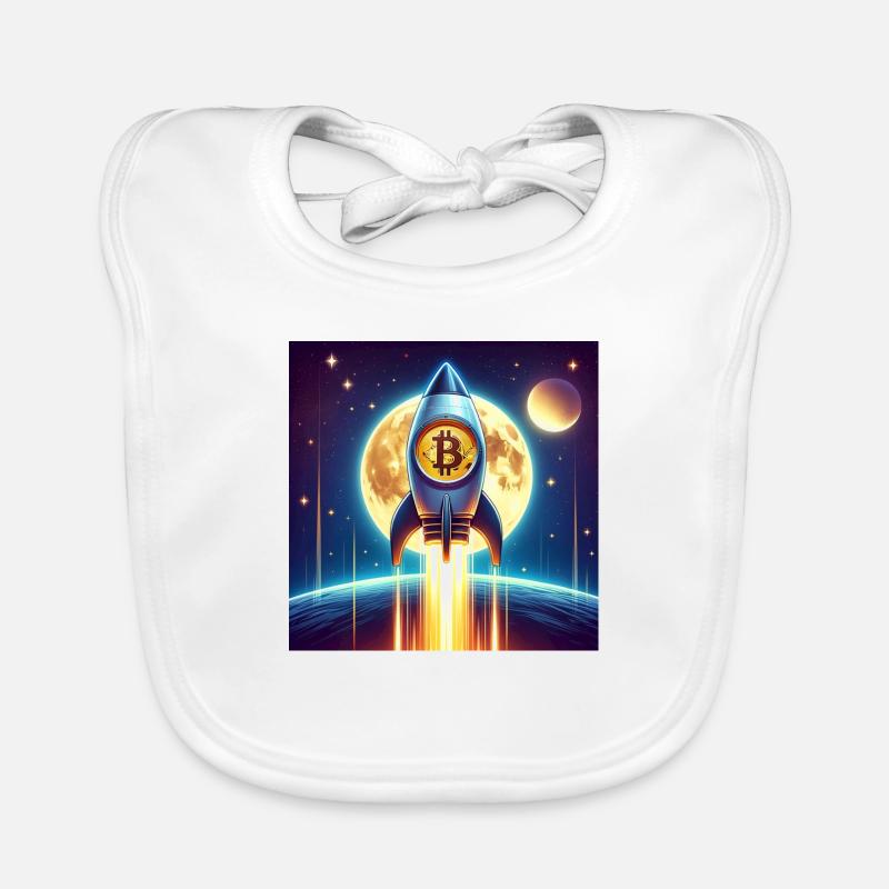 Bitcoin moon rocket Baby Bio-Lätzchen