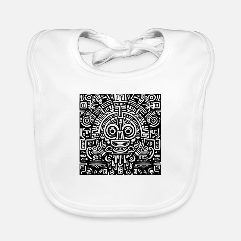 Inca, Aztec, Mayan pattern, artwork black Organic Baby Bibs