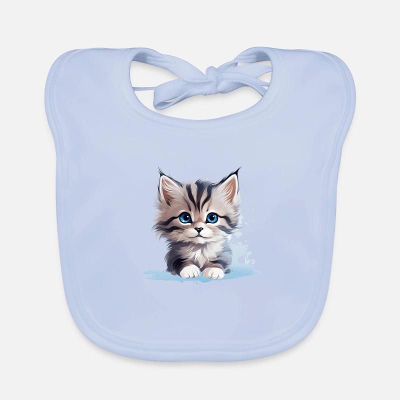 Beau chat aux yeux bleus couché Bavoir bio Bébé