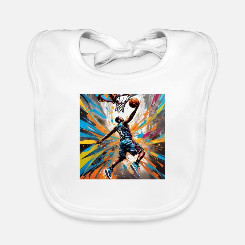 Joueur de basket-ball couleur éclaboussure - Bavoir bio Bébé - blanc