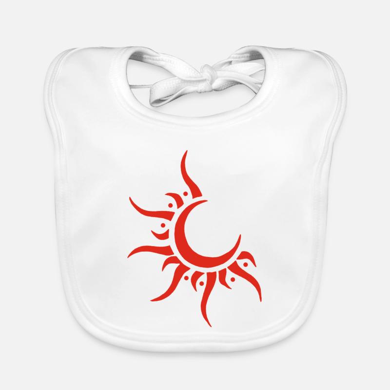 Soleil et lune rouge Bavoir bio Bébé