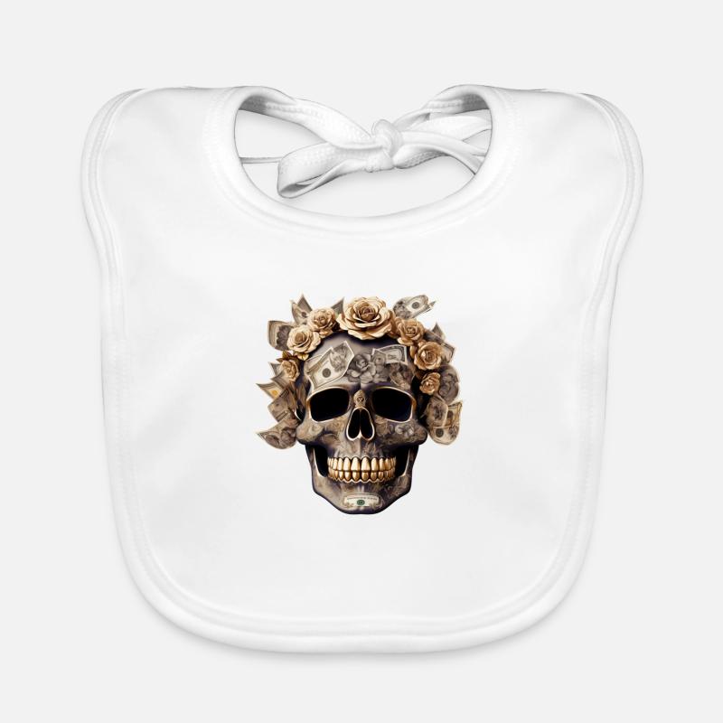 Golden Wealth – Skull Statement Organic Baby Bibs
