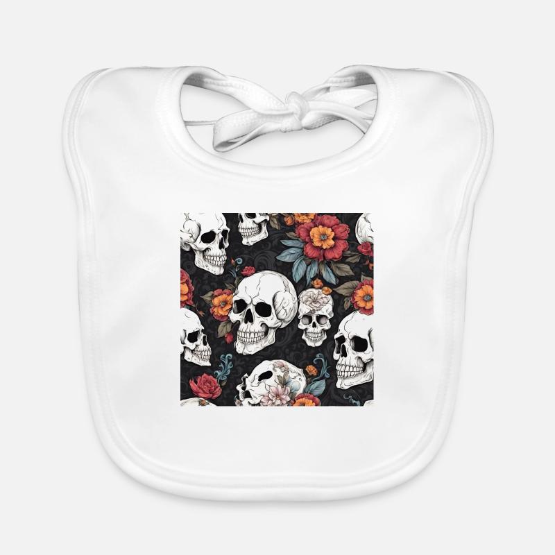 Skull and Flowers Organic Baby Bibs