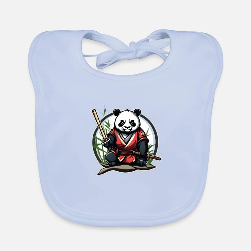 Samurai Panda in seinem Garten Baby Bio-Lätzchen