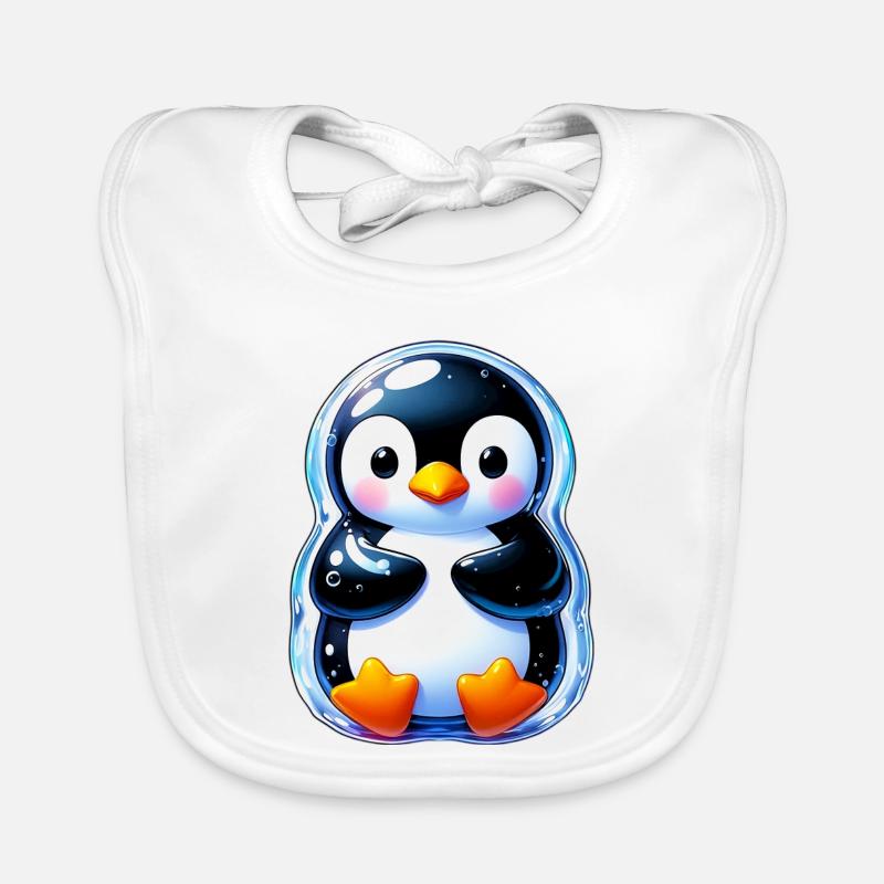 Pinguin - Baby Bio-Lätzchen - Weiß