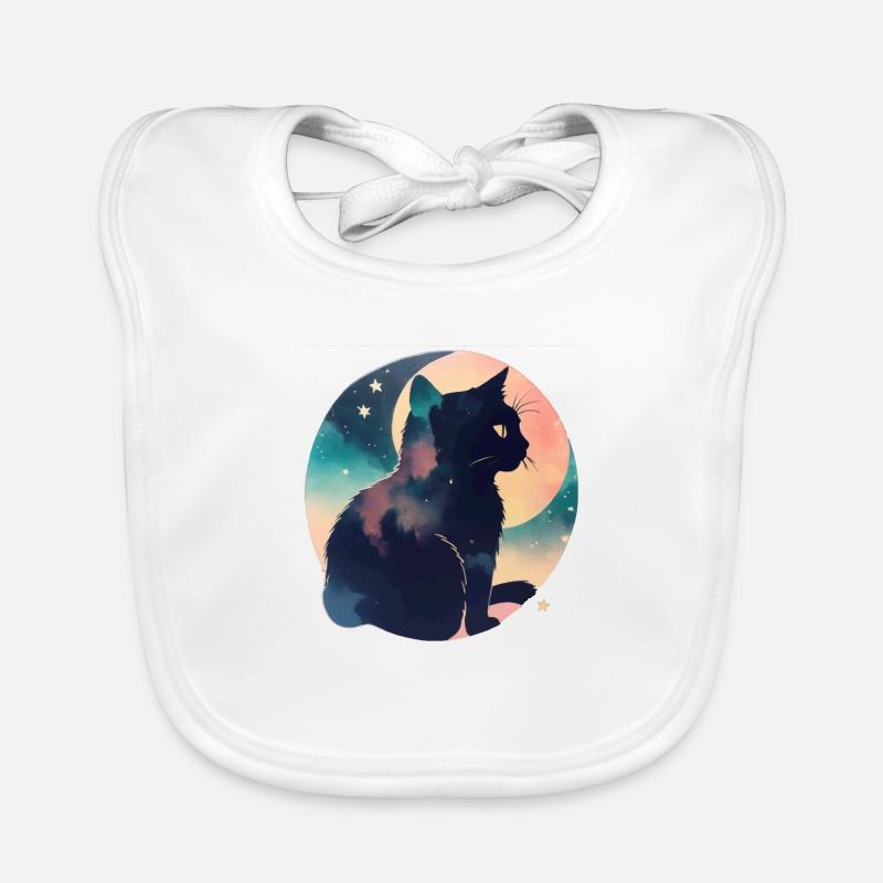 Chat dans les étoiles Bavoir bio Bébé
