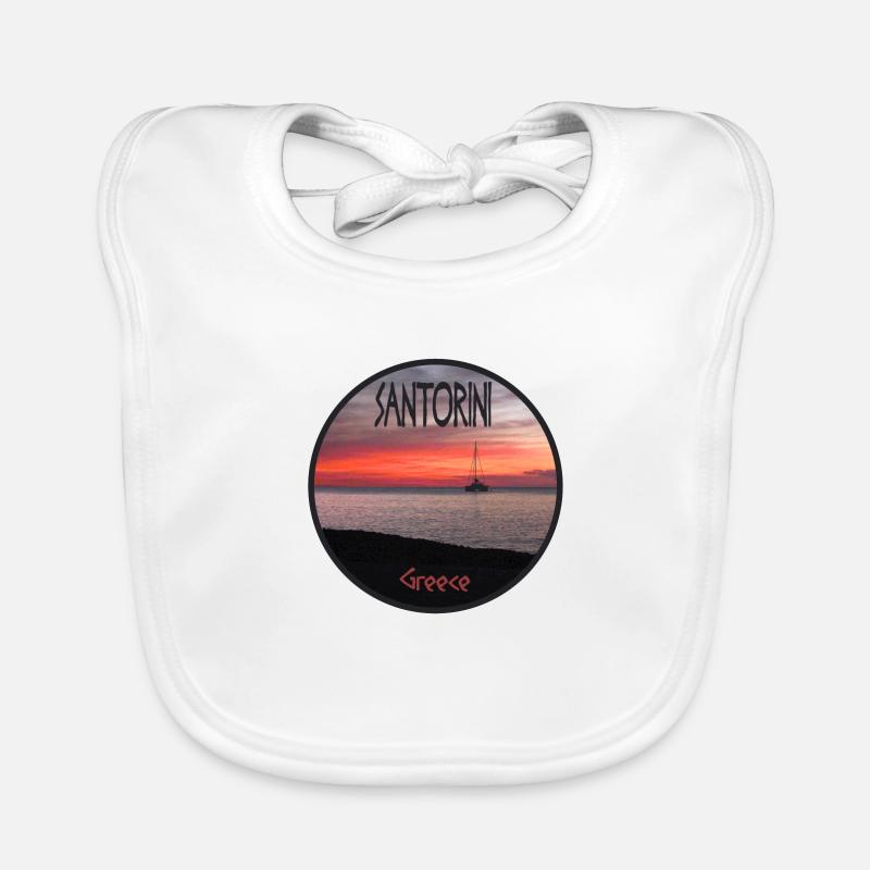 Santorin Grèce Coucher de soleil Bavoir bio Bébé