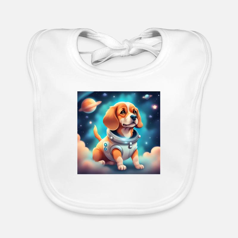 Cute dog in space Organic Baby Bibs