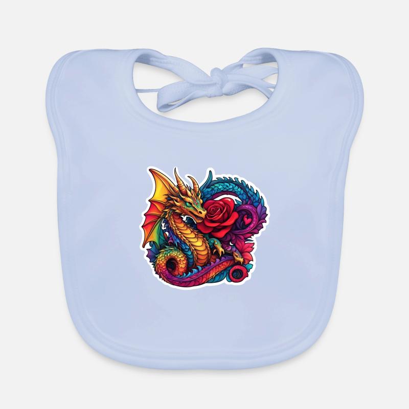 Drache mit Ros Baby Bio-Lätzchen