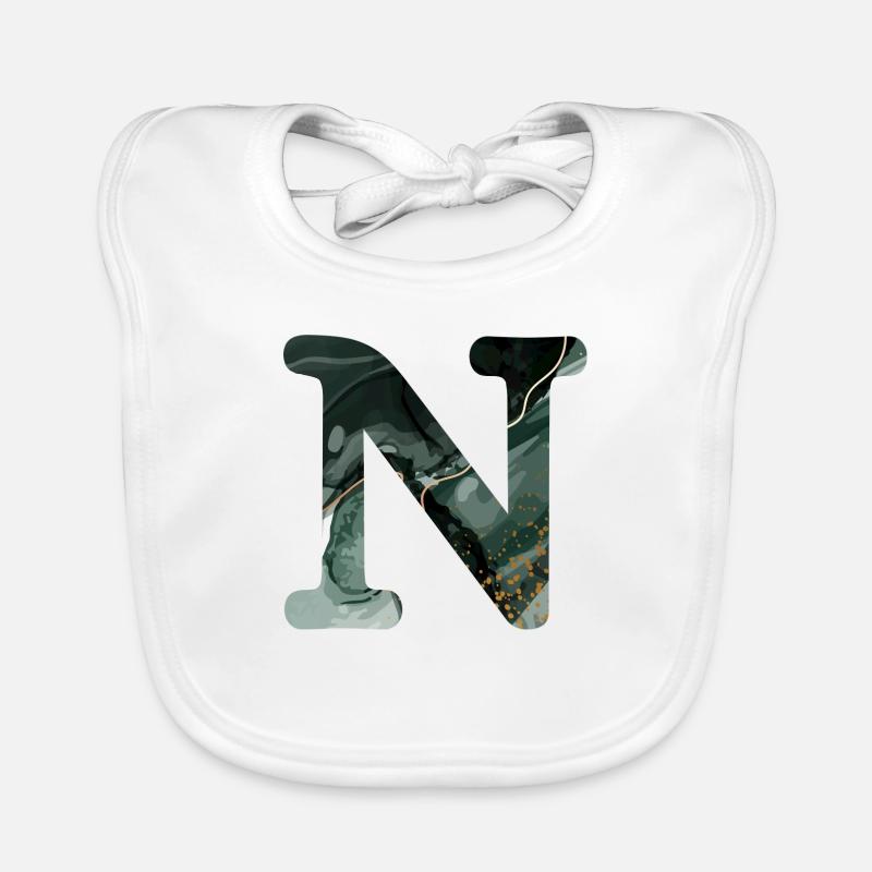 Lettre n marbré vert Bavoir bio Bébé