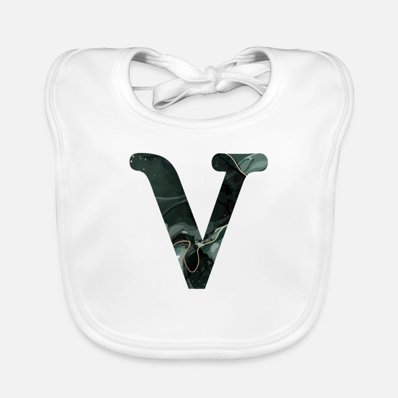 Lettre v marbré vert Bavoir bio Bébé