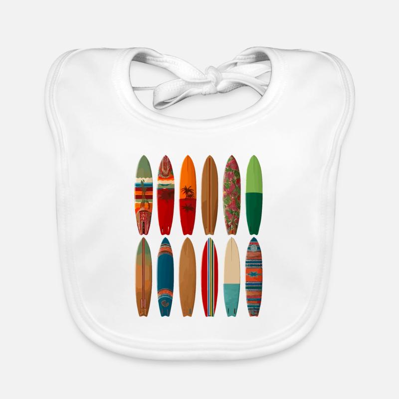 Conception de surfeur coloré pour la mode de plage - Bavoir bio Bébé - blanc