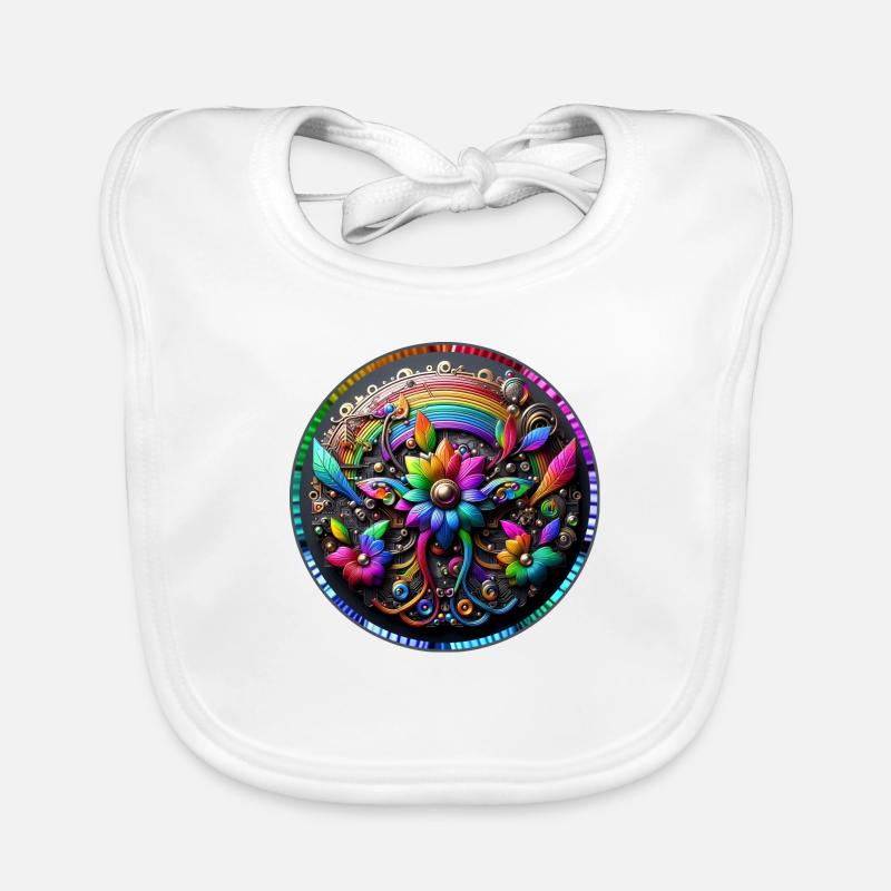 Fleur arc-en-ciel mécanique 3 Bavoir bio Bébé