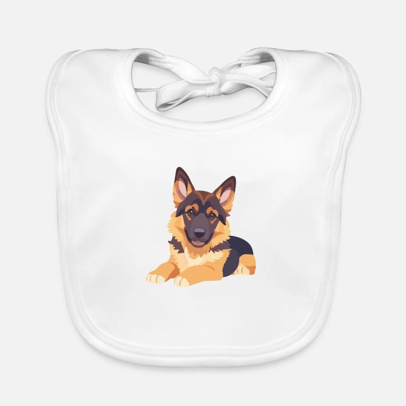 German Shepherd Lying Puppy Big Eyes Organic Baby Bibs