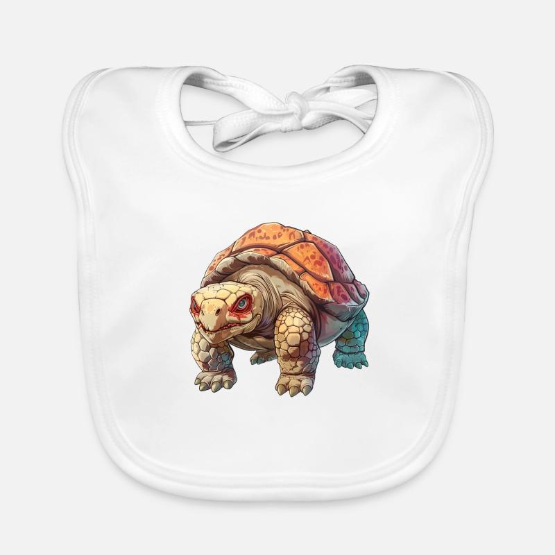 Colorful turtle with red eyes Organic Baby Bibs