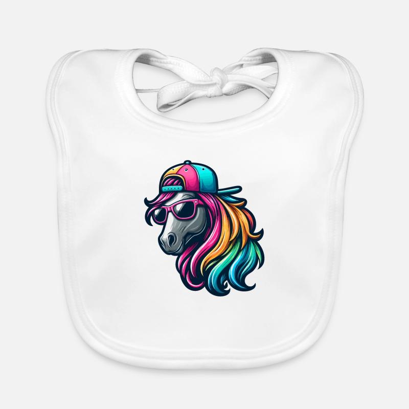 Rainbow Cool Horse Organic Baby Bibs