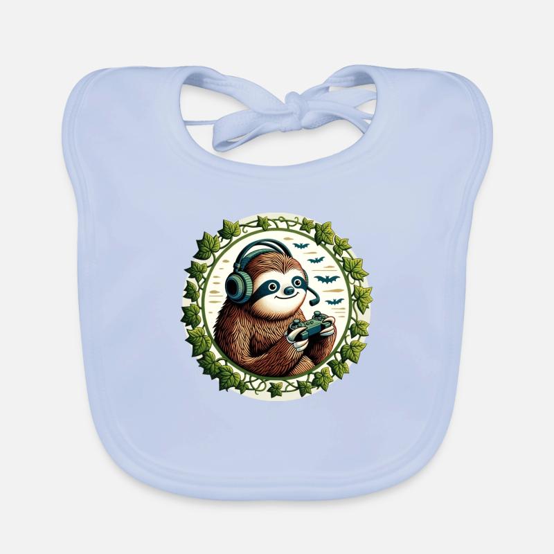 Gaming Sloth Organic Baby Bibs