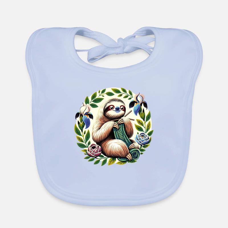 Knitting Sloth Organic Baby Bibs