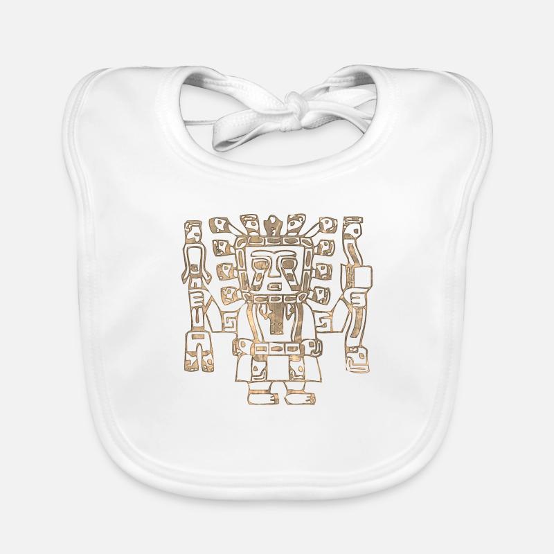 Maya Mexique Aztèque Mexicain Tribar Crâne Indien Inca - Bavoir bio Bébé - blanc