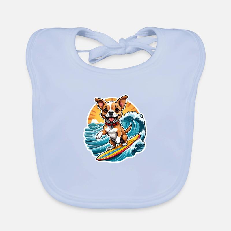 Chien surfeur joyeux Bavoir bio Bébé