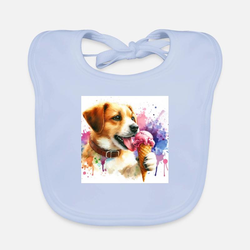 Chien mangeant de la crème glacée Bavoir bio Bébé