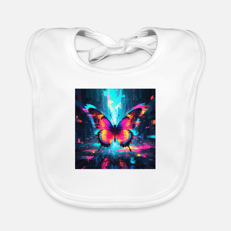 Papillon Néon - Bavoir bio Bébé - blanc