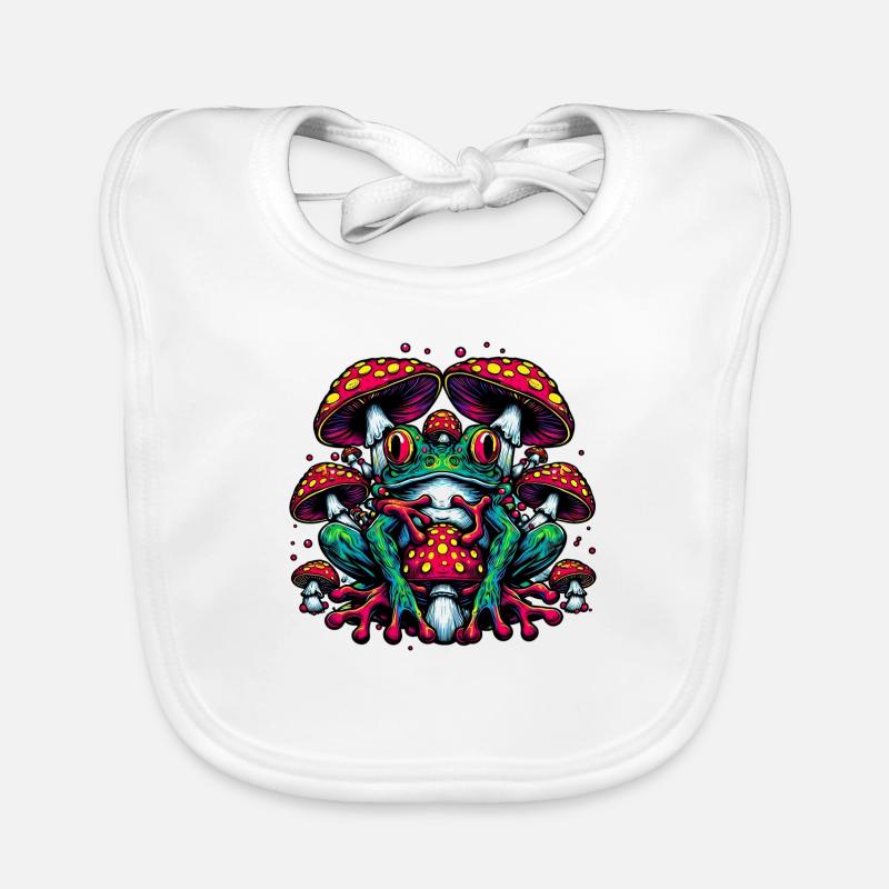 Frog with toadstool Organic Baby Bibs