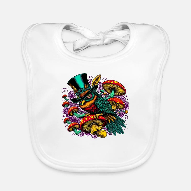 Hibou coloré avec chapeau haut de forme Bavoir bio Bébé