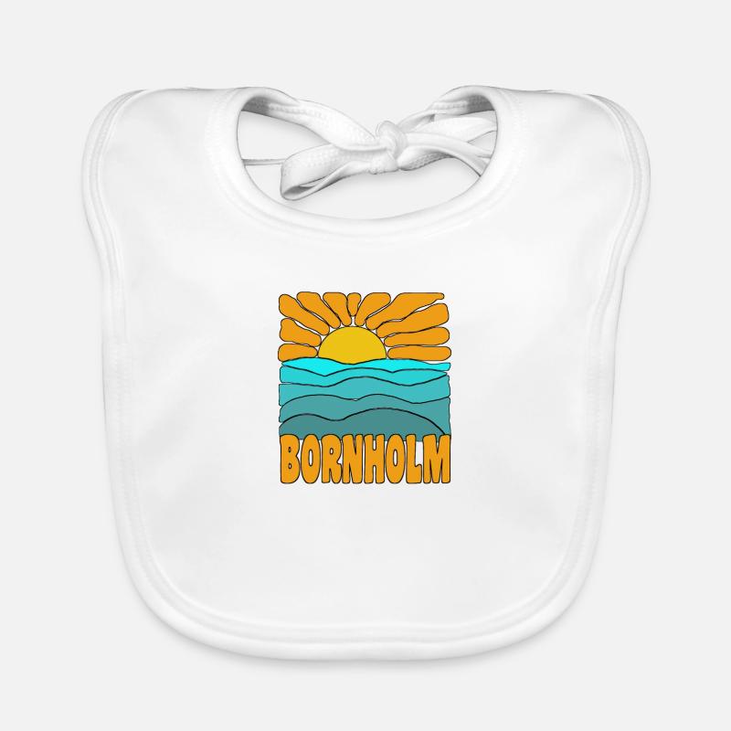 Soleil et mer à Bornholm, Danemark Bavoir bio Bébé