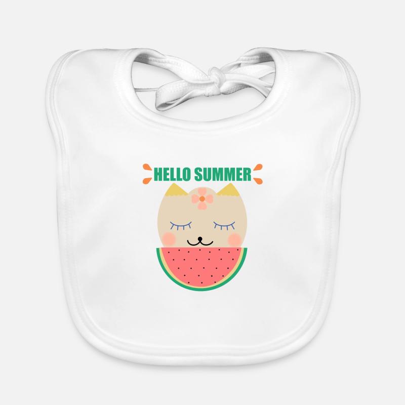 Chat d’été et pastèque Bavoir bio Bébé