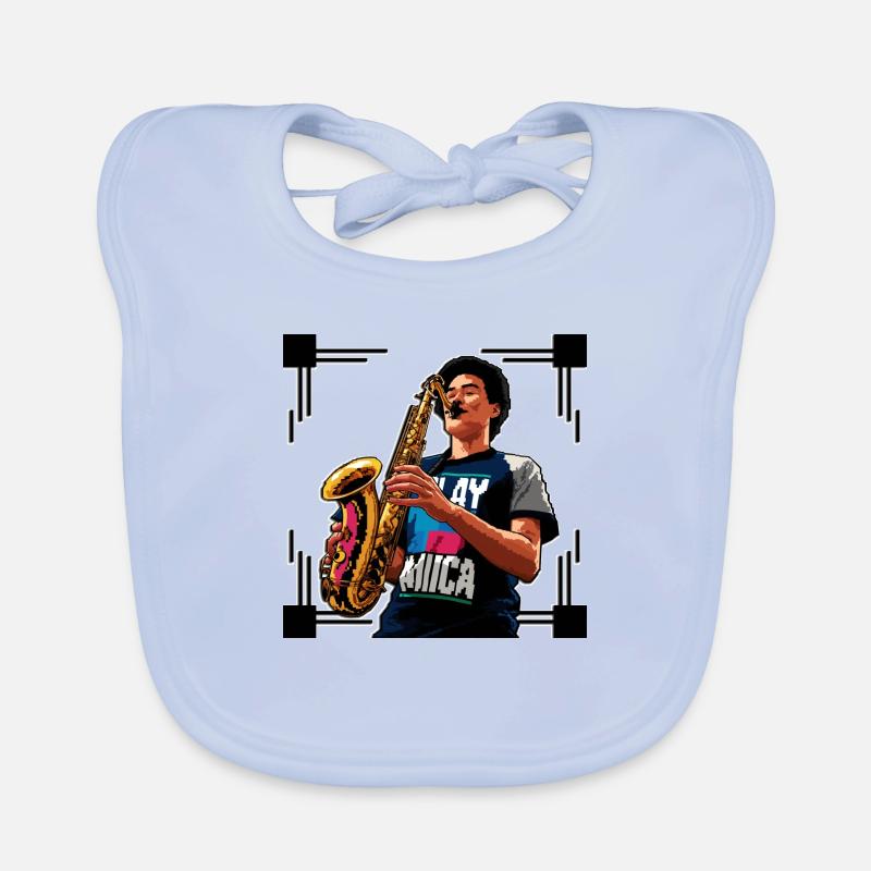 Pixel saxophone Organic Baby Bibs