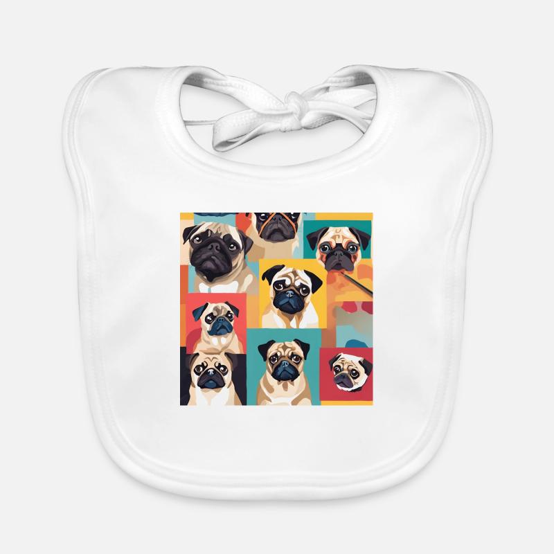Pug Collage Organic Baby Bibs