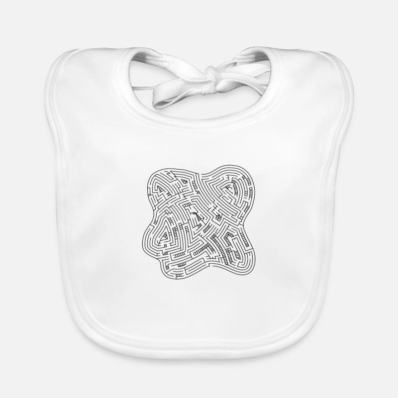 Labyrinth 3 (black version) Organic Baby Bibs