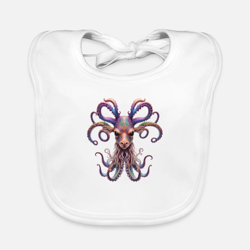 Psychedelic Goa Deer Octopus Organic Baby Bibs