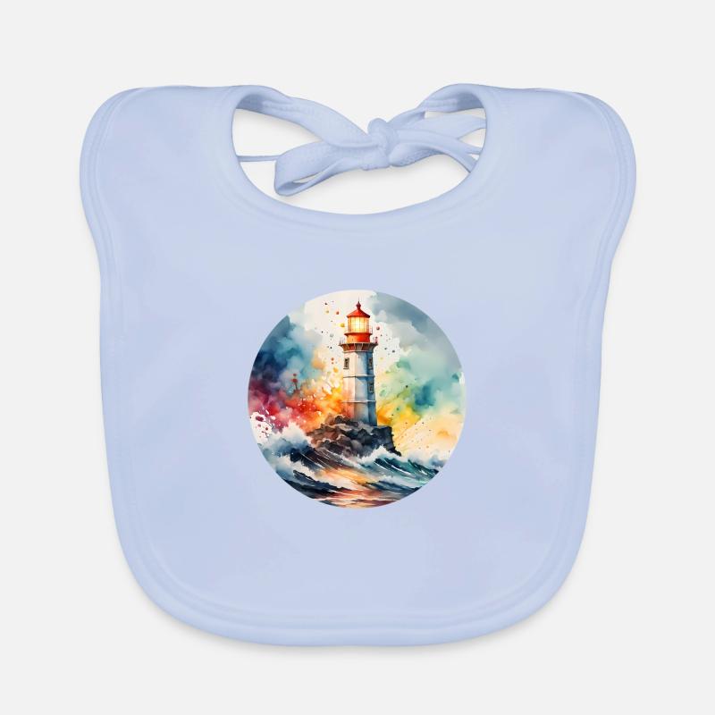 Lighthouse Round Batch Organic Baby Bibs