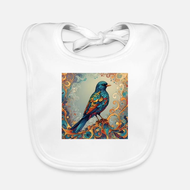 Bird Colored Rectangular Organic Baby Bibs