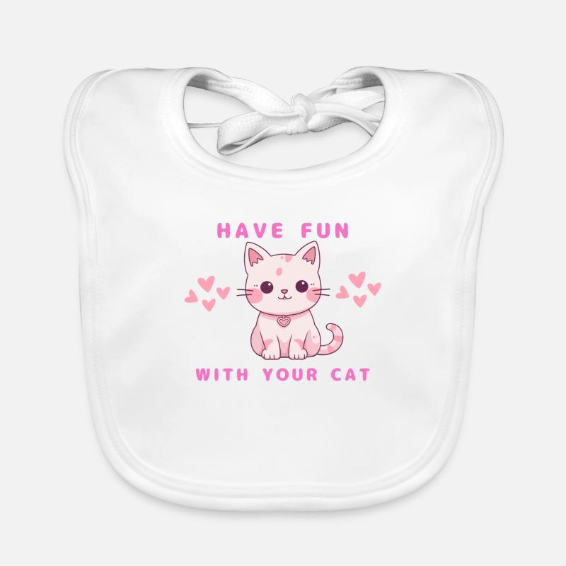 Amusez-vous avec votre chat - Bavoir bio Bébé - blanc