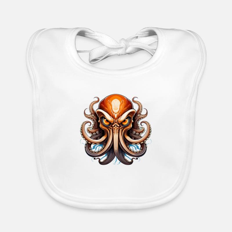 Wild angry animal octopus combative mascot Organic Baby Bibs