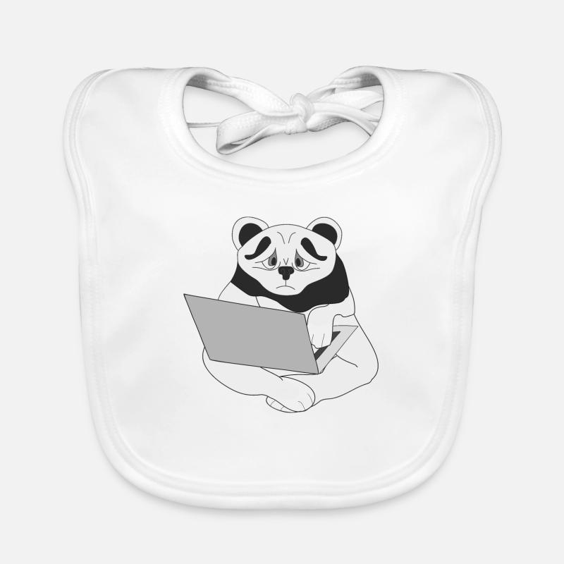 Panda avec ordinateur portable Bavoir bio Bébé