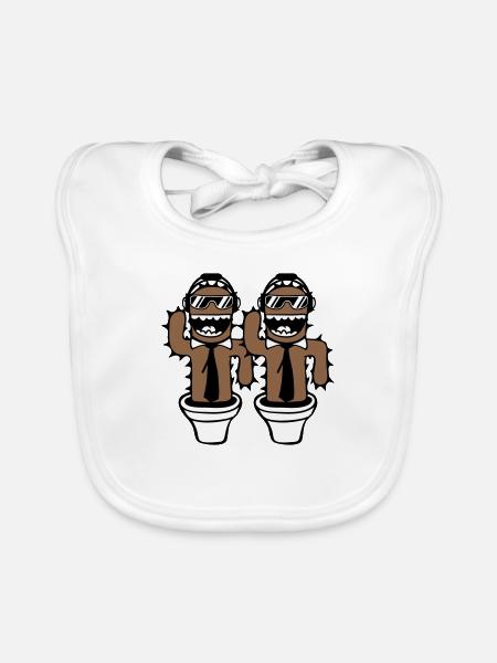 2 DJ Cool Cacti Cactus Team Friends Party Music - Organic Baby Bibs - white - Front