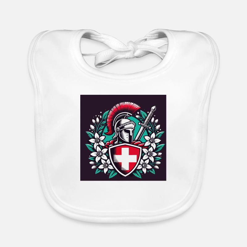 Gladiator Schweiz 5 - Baby Bio-Lätzchen - Weiß