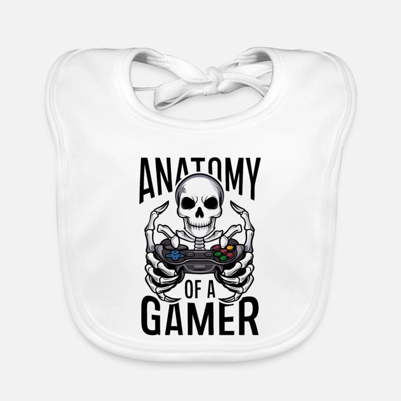 Gamer Skeleton with Game Controller Organic Baby Bibs