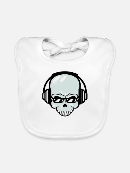Skull Skeleton Skull Horror Halloween Head - Organic Baby Bibs - white - Front