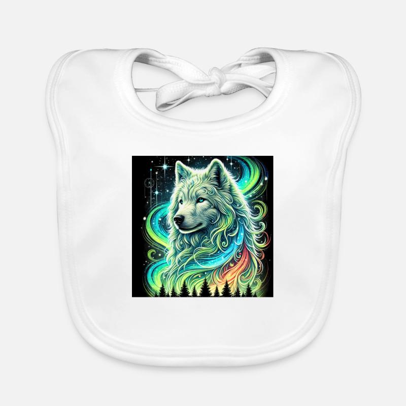 Loup Aurora - Bavoir bio Bébé - blanc