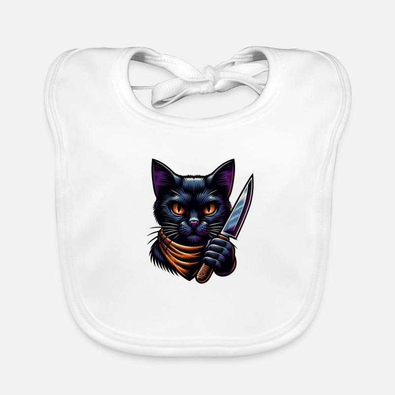 Böse Katze mit Messer Baby Bio-Lätzchen