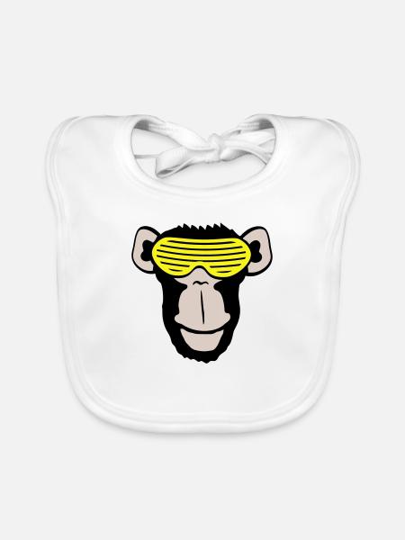 Funky Sonnenbrille Gorilla Cooler Party Affe Spaß - Baby Bio-Lätzchen - Weiß - Vorne