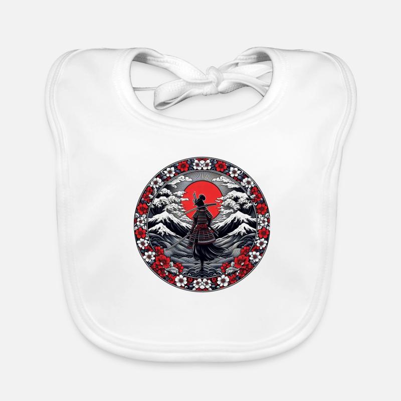 Ombre Samurai Mädchen Kirschblüte - Baby Bio-Lätzchen - Weiß